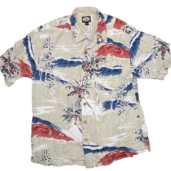 Tommy Bahama Men's Large Hawaiian Tropical Button Down Camp Front‎ Shirt Rayon - Picture 1 of 4